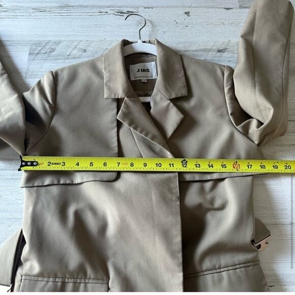 🍁 J. ING Contemporary Belted Blazer Jacket Trench Coat Relaxed Fit Tan XS - Picture 7 of 12